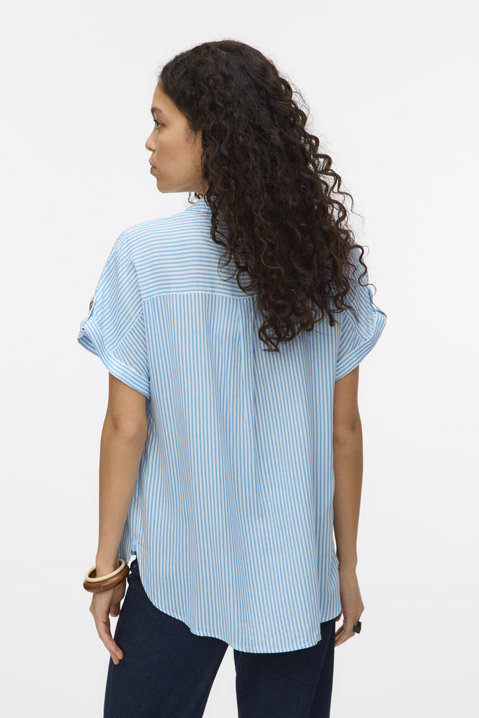 Bumpy Azure Blue & White Stripe Shirt