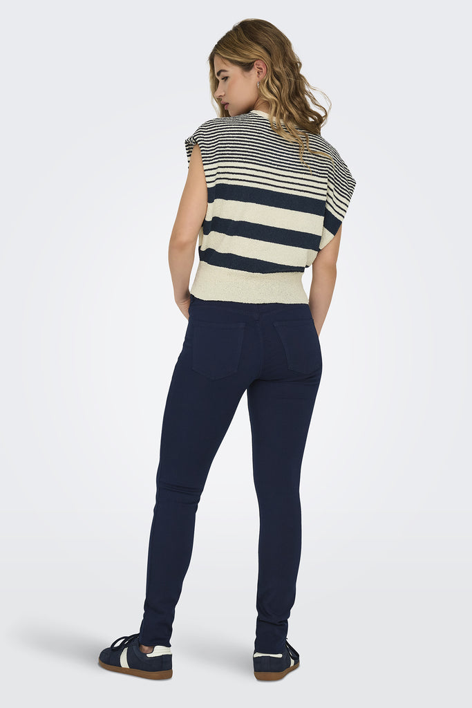 Mia Beige & Navy Stripe Knit Top