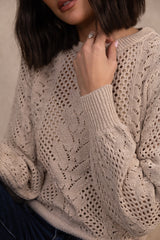 Mary Beige Glitter O-Neck Knit