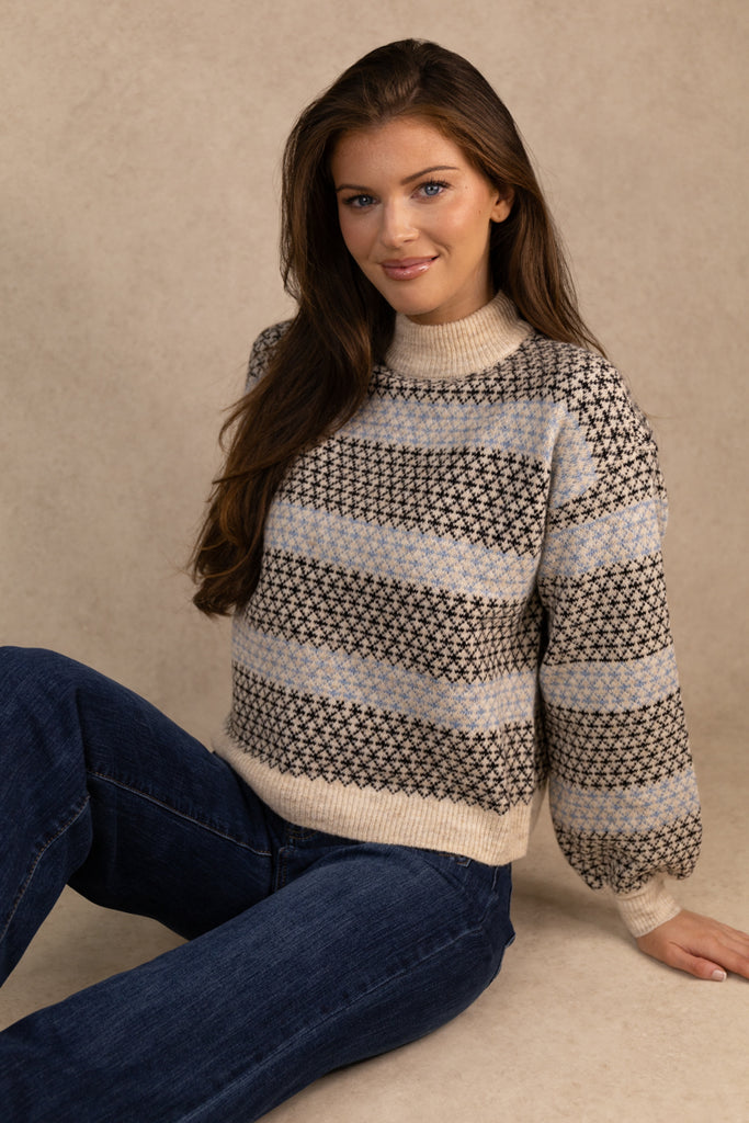 Trixie Fair Isle Black & Beige Knit