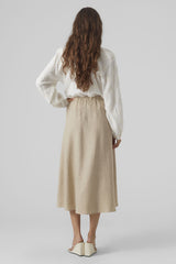 Melaney High Waisted Beige Button Skirt