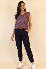 Biana Cotton Navy Academy Belted Chino