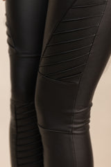 Black Ribbed Biker Leggings