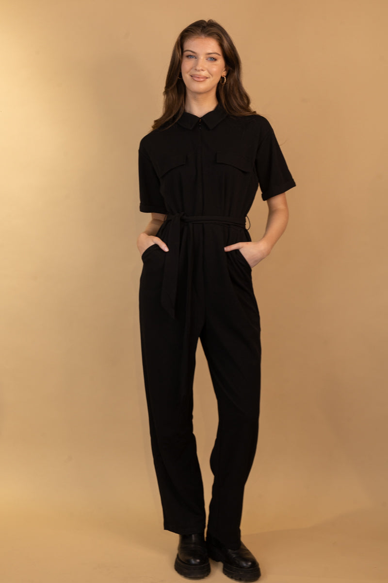 Henna Black Utility Jumpsuit