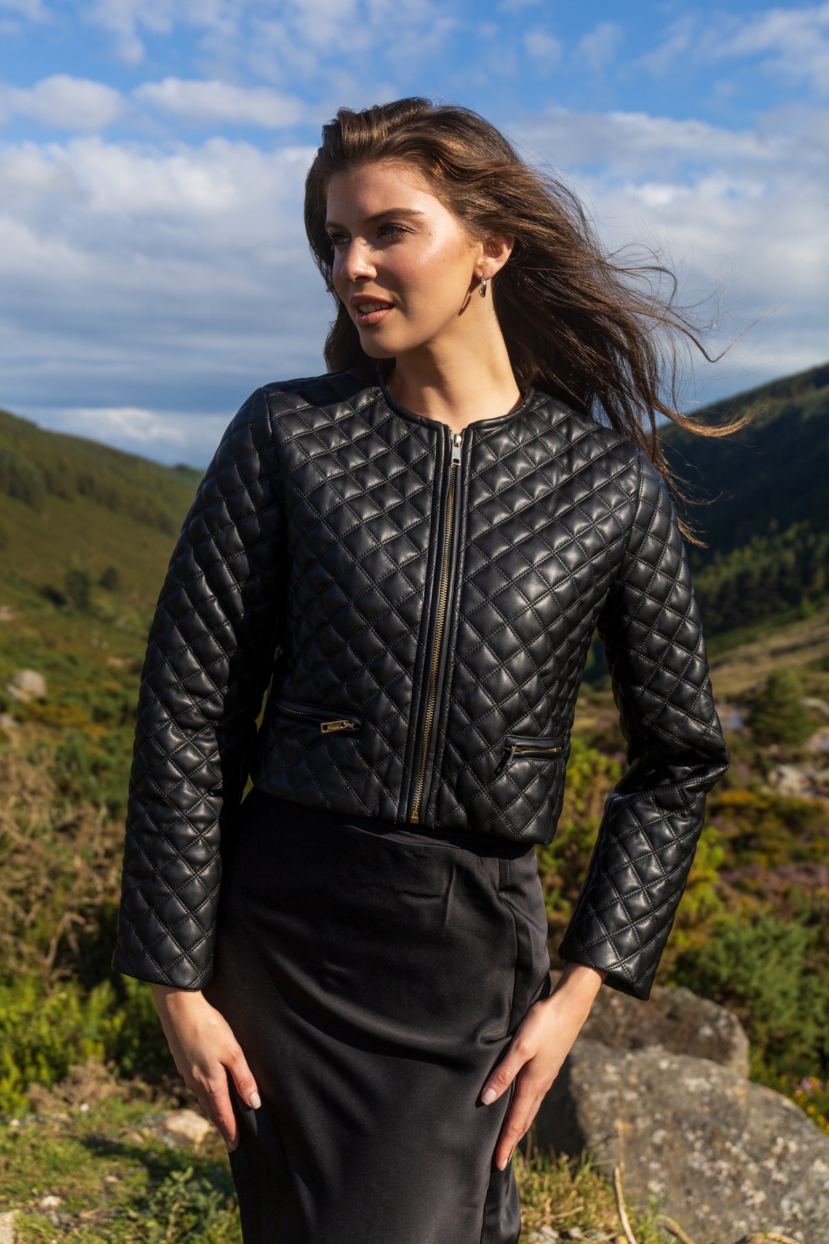 Zariah Faux Leather Quilted Jacket