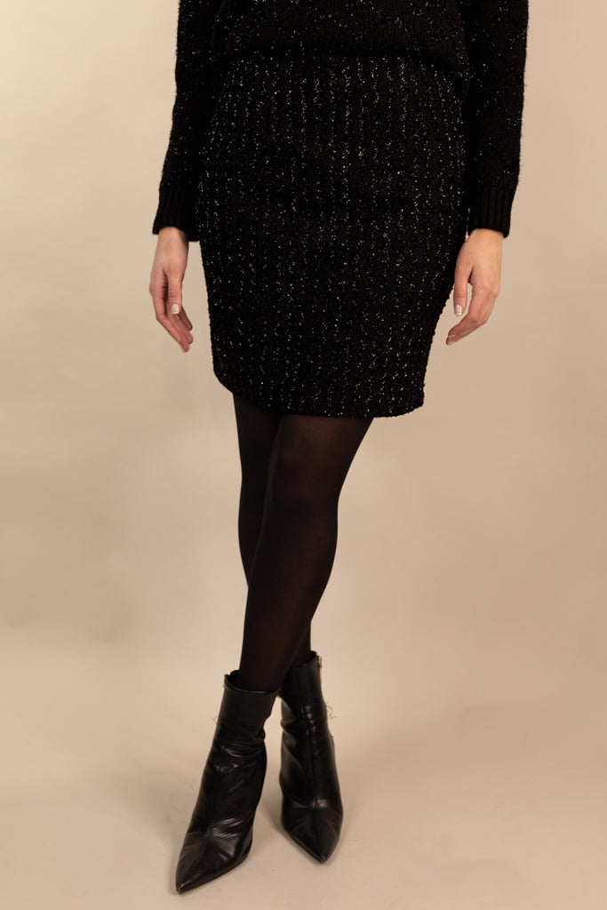 Konnie Short Black Glitter Skirt