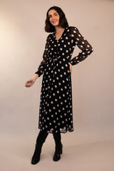 Dutti O-Neck Black & White Dot Dress