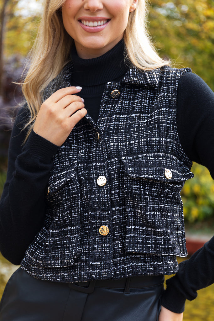 Clever Black Knit Waistcoat