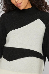 Cilia Black & White High Neck Knit