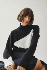 Cilia Black & White High Neck Knit