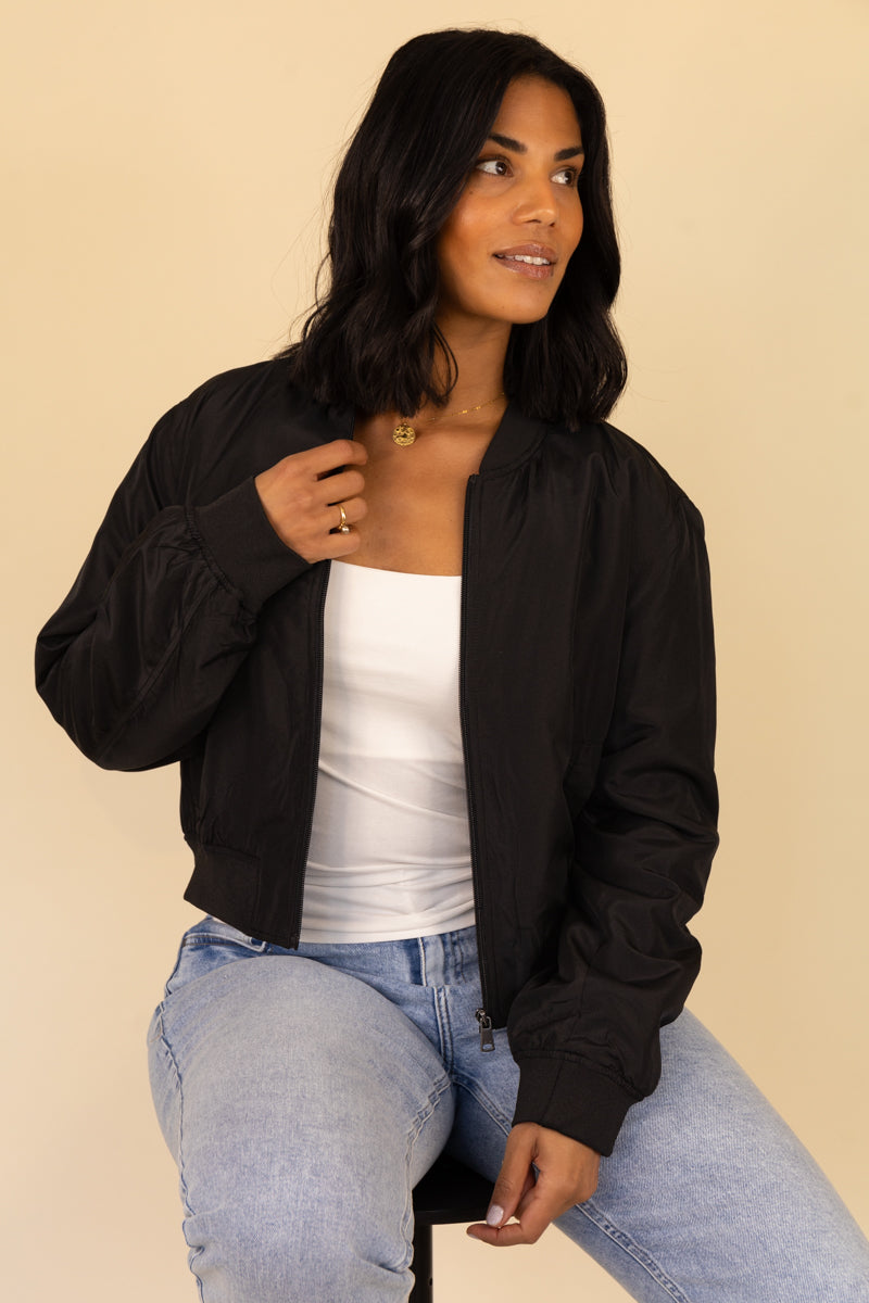 Alma Black Bomber Jacket