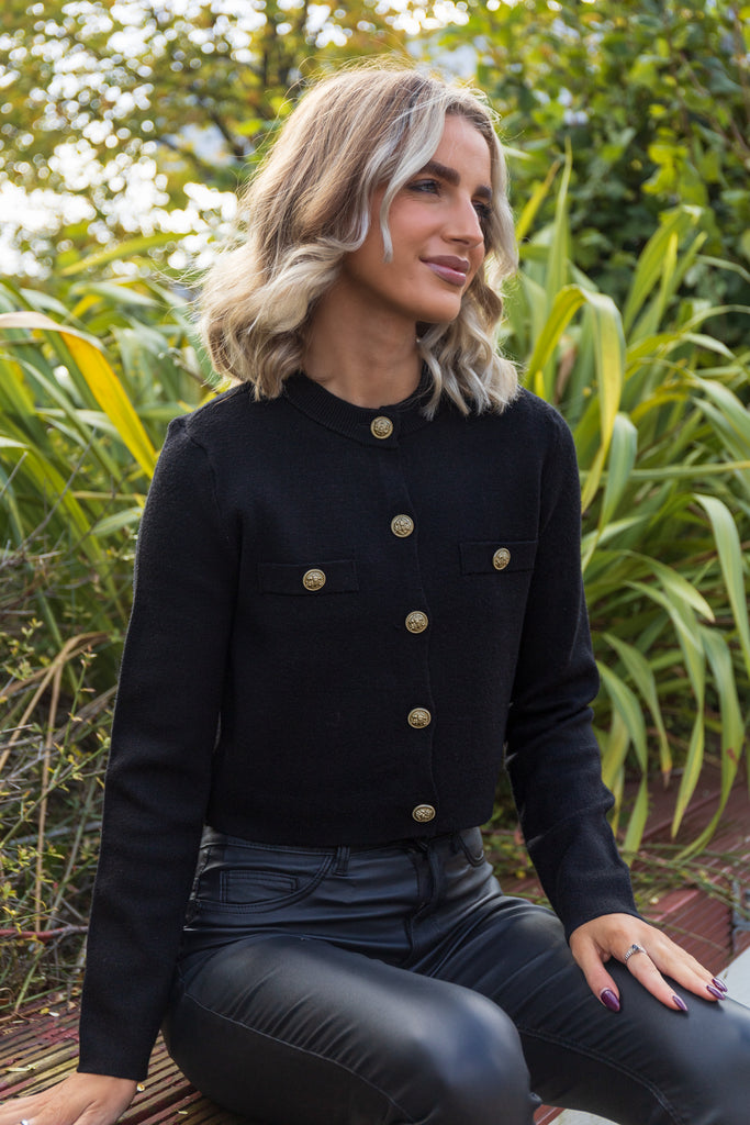 Saba Black Button Cardigan