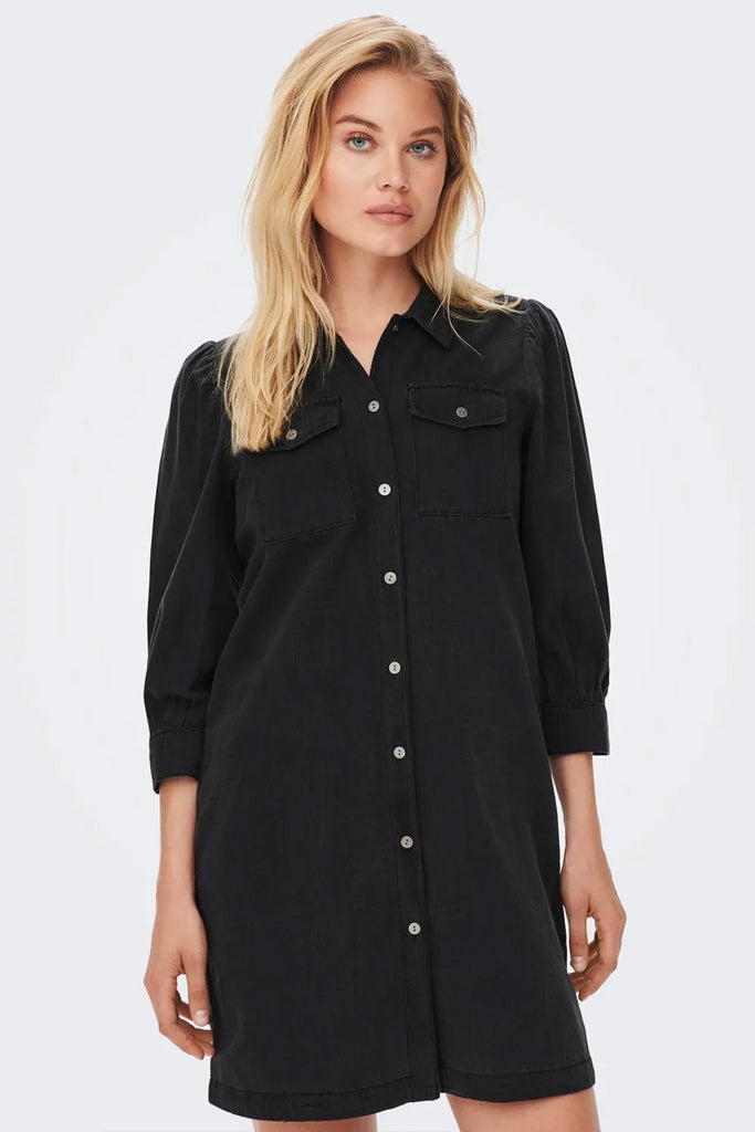 Felicia Washed Black Denim Dress