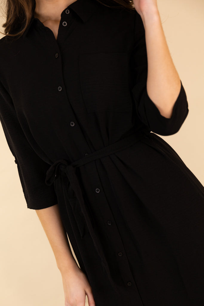 Lion Midi Black Shirt Dress