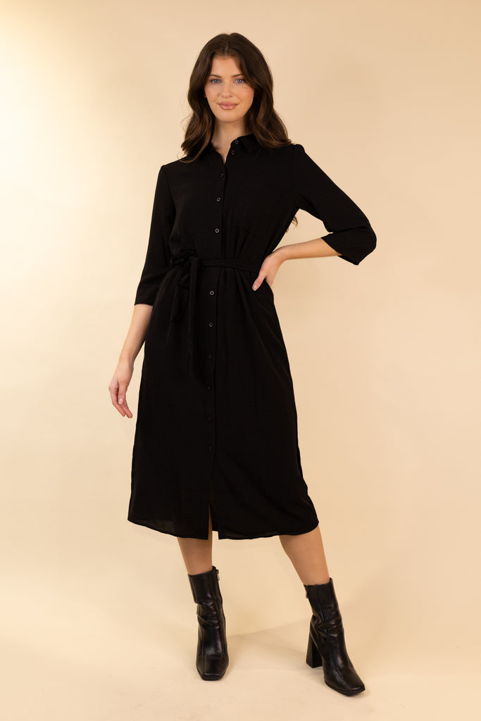 Lion Midi Black Shirt Dress