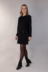 Kat Long Sleeve Short Black Dress