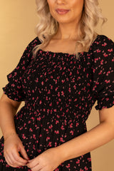 Casey Black Floral Ditsy Print Dress