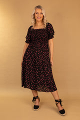 Casey Black Floral Ditsy Print Dress