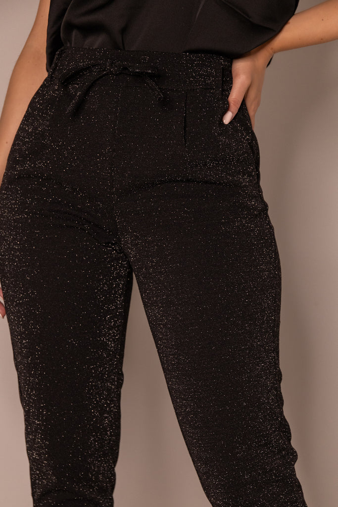 Alya Black & Silver Glitter Trousers