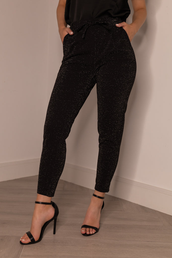 Alya Black & Silver Glitter Trousers