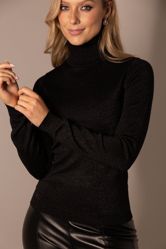 Glitter polo neck top hotsell