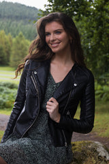 Ria Short Black Faux Leather Jacket