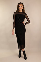 Elsa Black Stud Mesh Dress