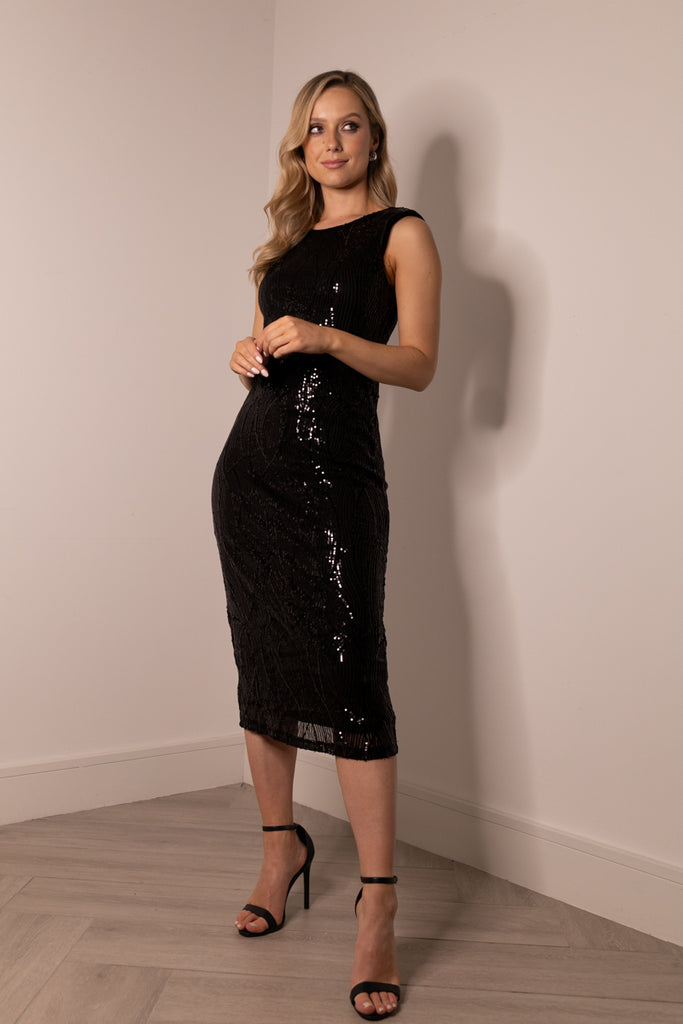 Megan Reversible Black Sequin Dress