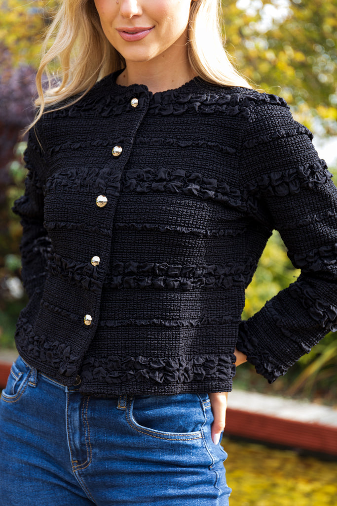 Matilda Black Textured Cardigan