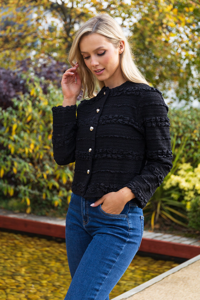 Matilda Black Textured Cardigan