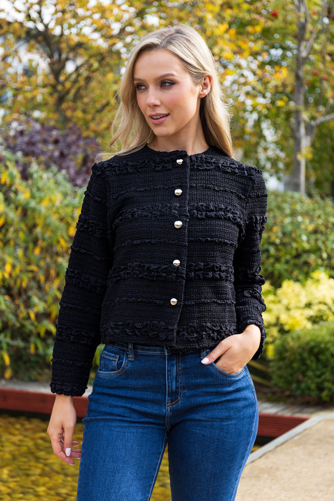 Matilda Black Textured Cardigan