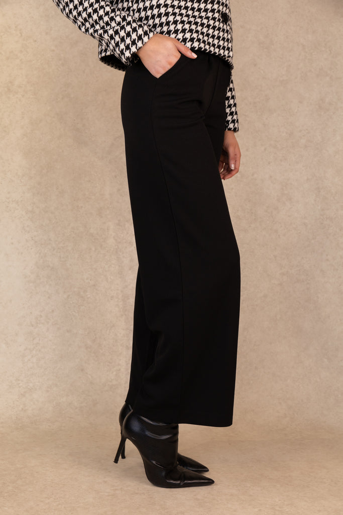 Black Geggo Long Button Trousers