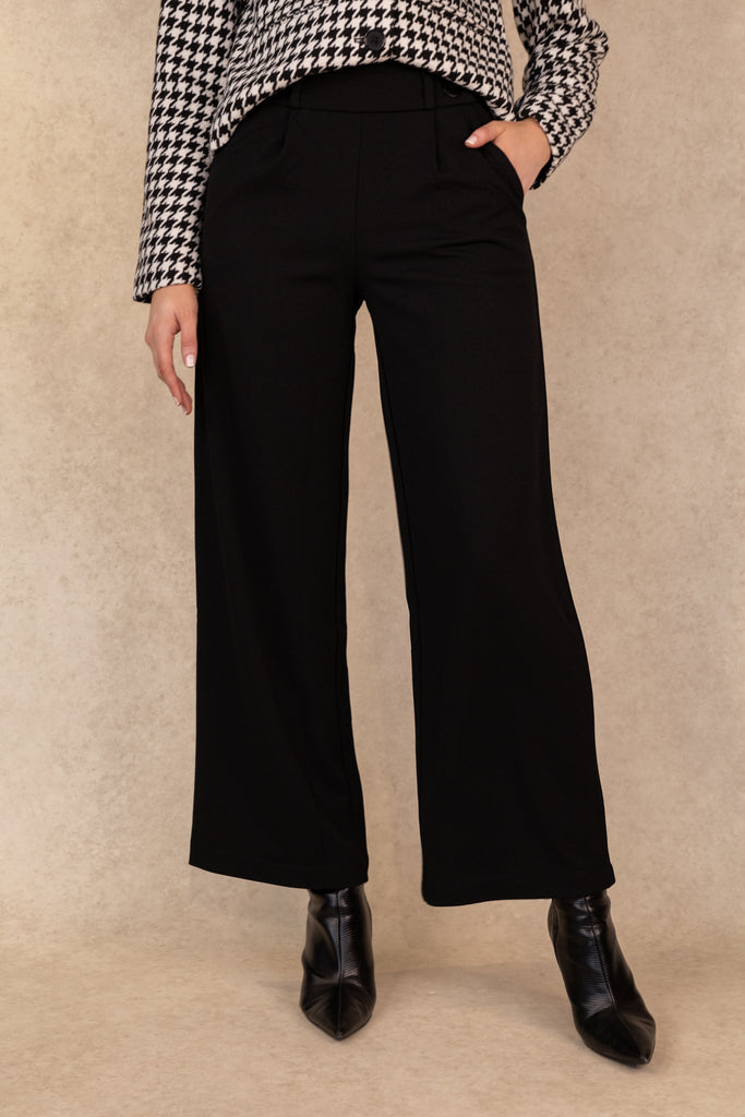 Black Geggo Long Button Trousers