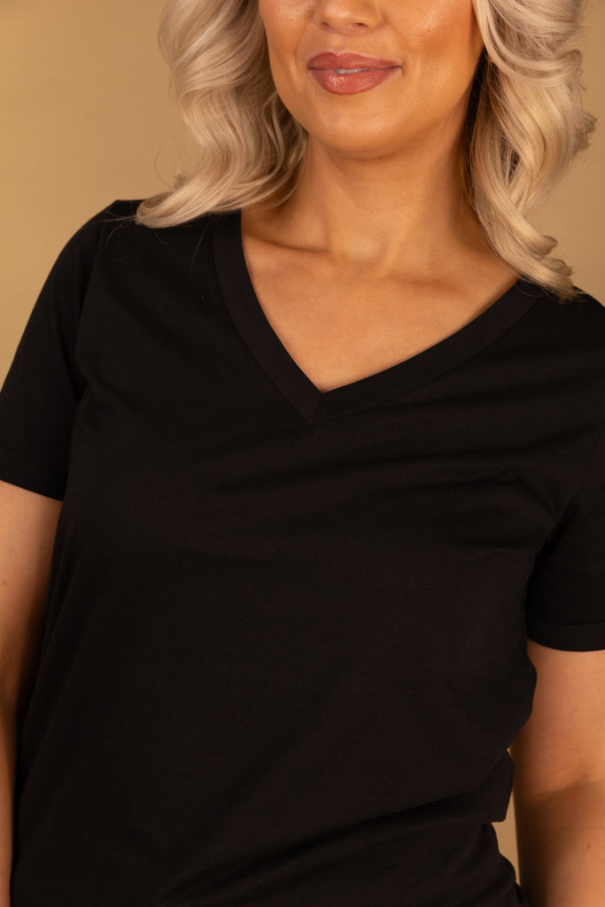 Ria Black V-Neck Tee