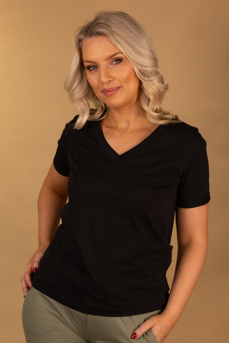 Ria Black V-Neck Tee