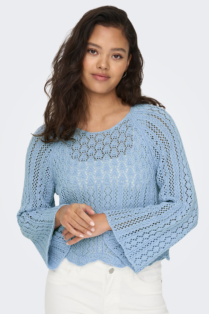 Nola Blue Crochet Cropped Knit