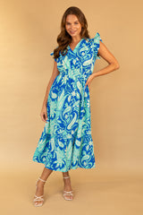 Tyra Blue & Turquoise Floral Print Dress