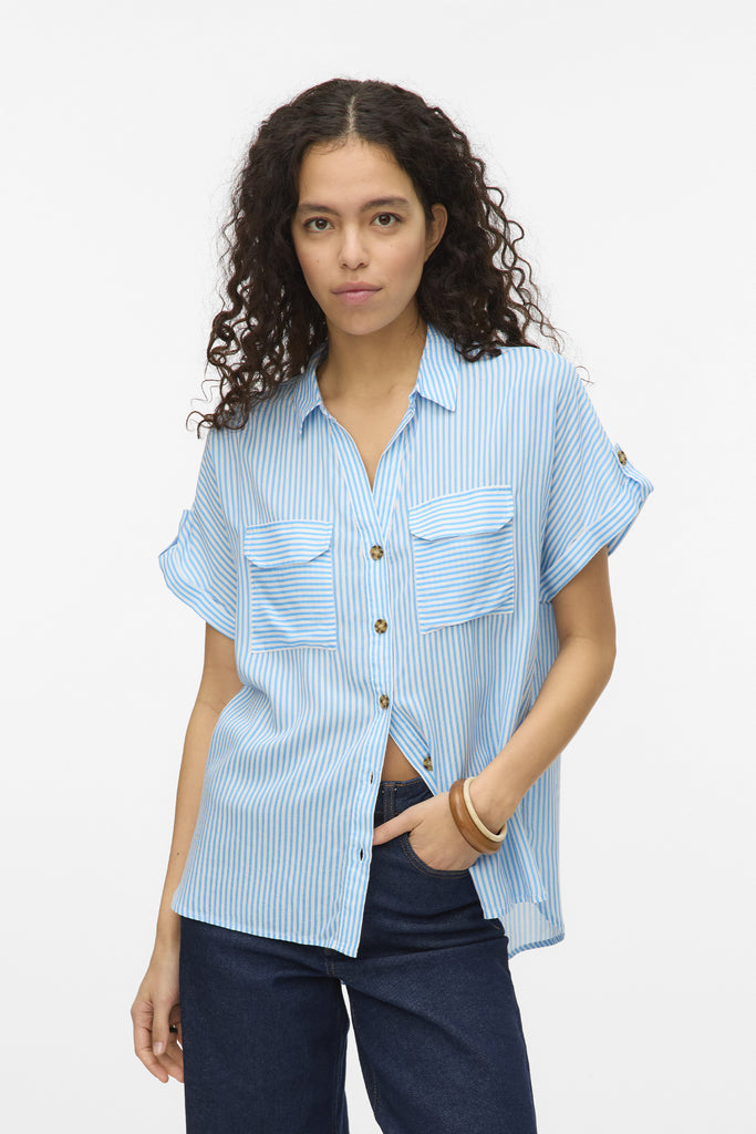 Bumpy Azure Blue & White Stripe Shirt