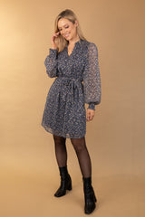 Falia Blue Metallic Dot Dress