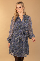 Falia Blue Metallic Dot Dress