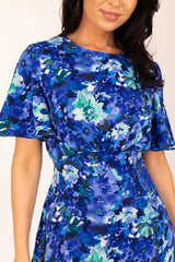 Zara Blue & Green Floral Dress