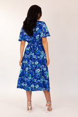 Zara Blue & Green Floral Dress