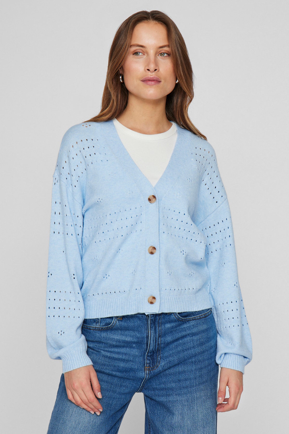 Viril V-Neck Blue Cardigan