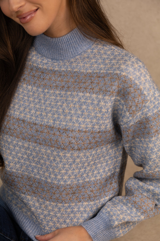 Trixie Fair Isle Blue & Beige Knit