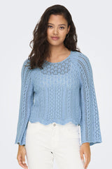 Nola Blue Crochet Cropped Knit