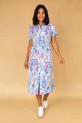 Hemi Pastel Blue Printed Shirt Dress