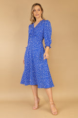 Emery Blue Ditsy Floral Midi Dress