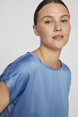 Ellette Blissful Blue Satin Top