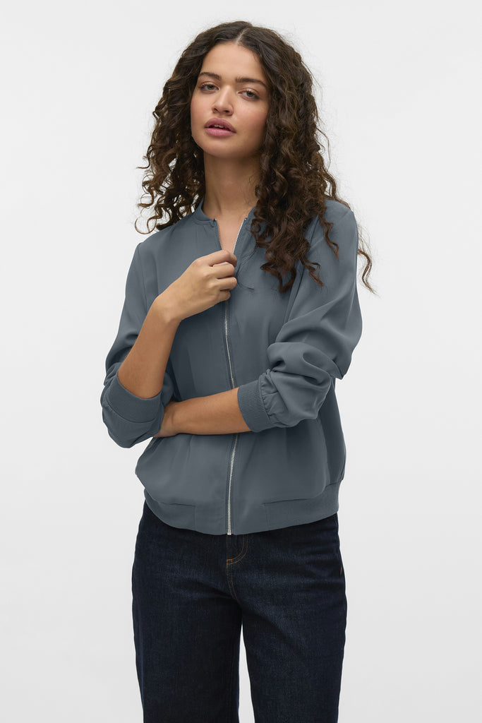 Coco Storm Grey Zip Bomber