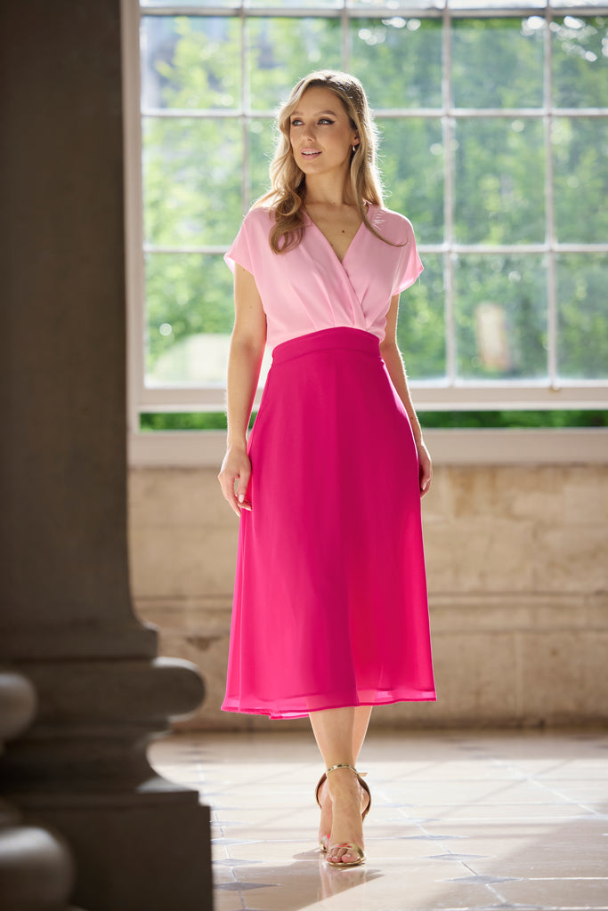 Cerise & Pale Pink Two Tone Willow Dress